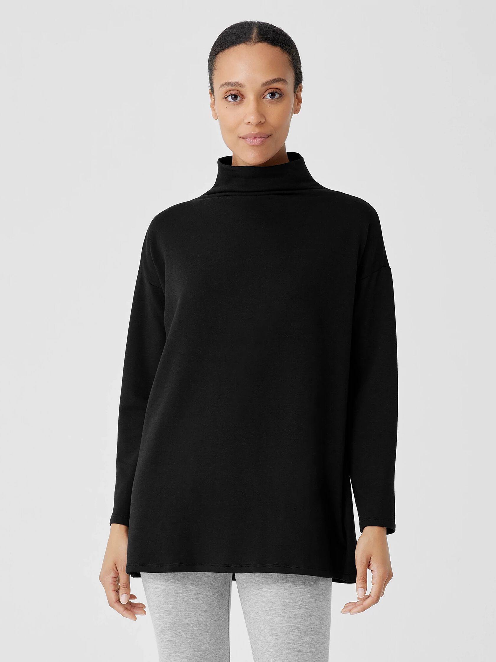 Cozy Brushed Terry Hug Funnel Neck Top