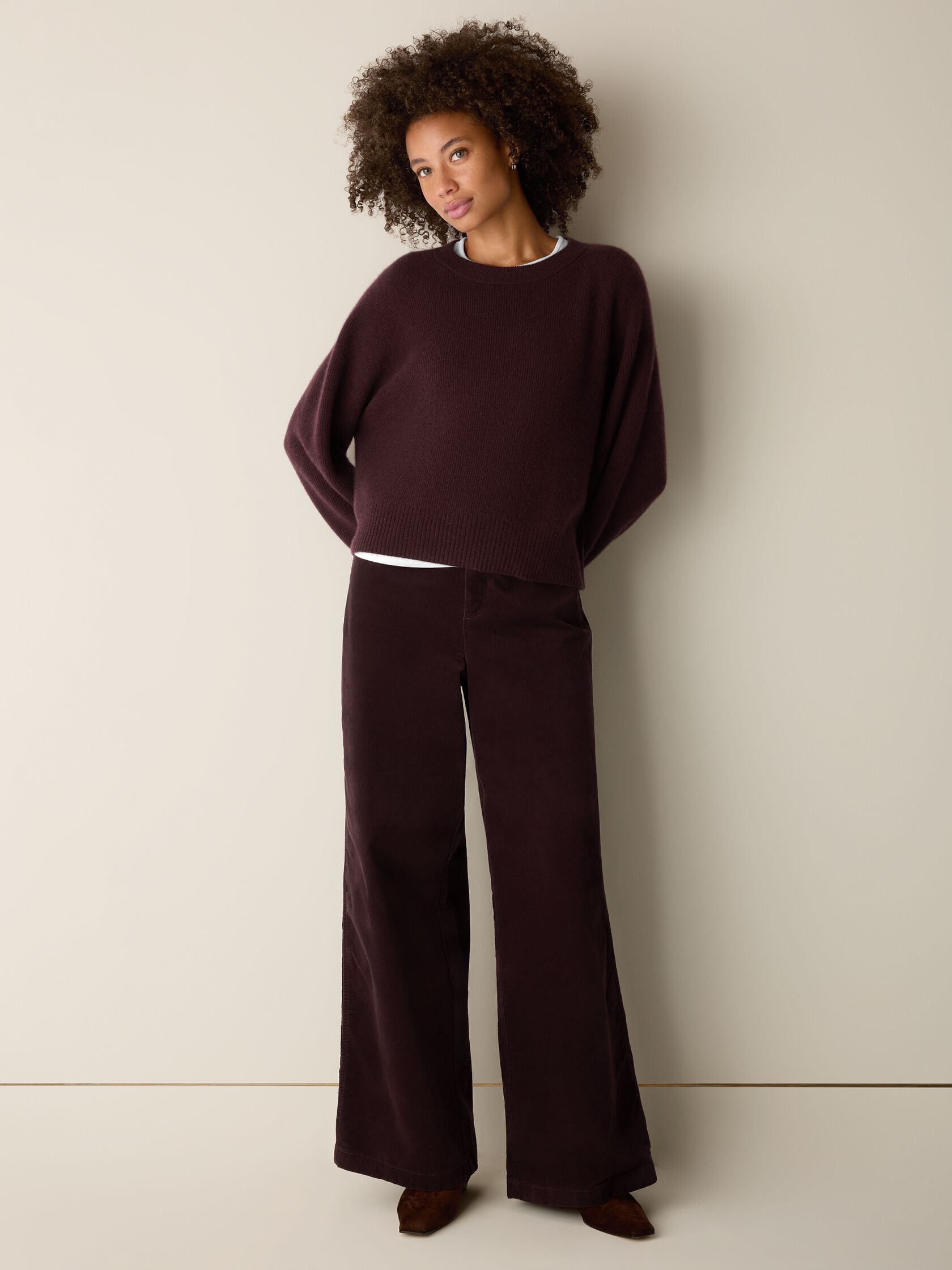Brushed Organic Cotton Wide-Leg Pant