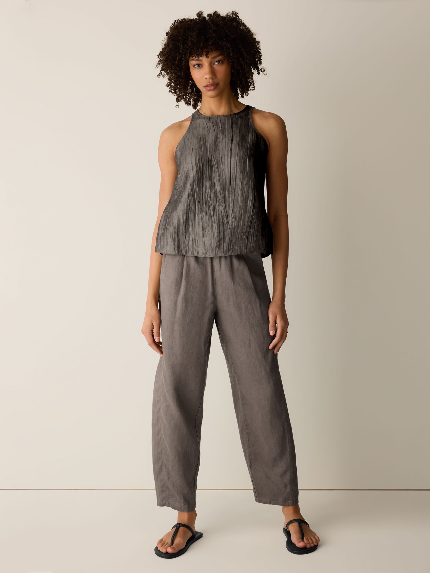 Organic Linen Pleated Lantern Pant