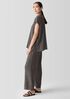 Woven Plissé Mock Neck Top