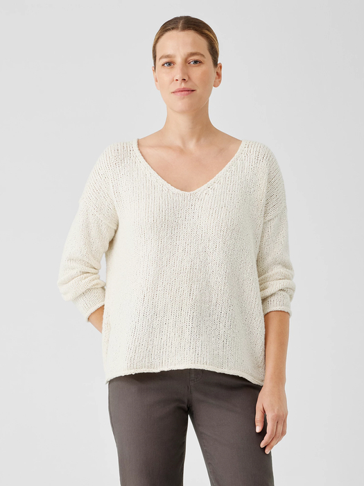 Peruvian Organic Cotton Crimp V-Neck Top