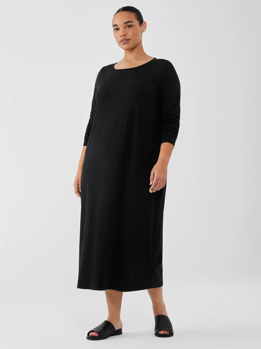 Garnet Hill Eileen Fisher Jersey Midi Dress Stretch Jersey Knit Jewel Neck Dress EILEEN FISHER Garnet Hill Eileen Fisher Jersey Midi Dress Stretch Jersey Knit Jewel Neck Dress EILEEN FISHER