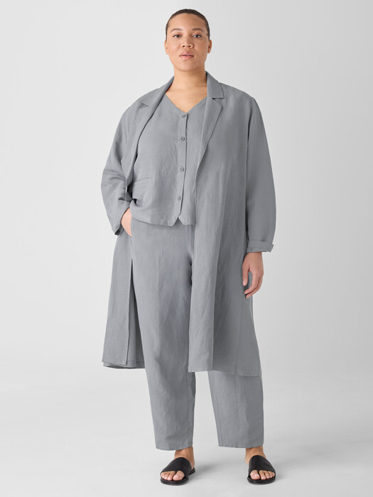 Linen Silk Twill Long Blazer