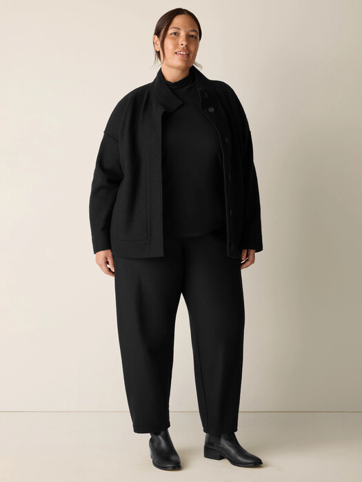 Lightweight Boiled Wool Stand Collar Jacket in Regenerative Wool