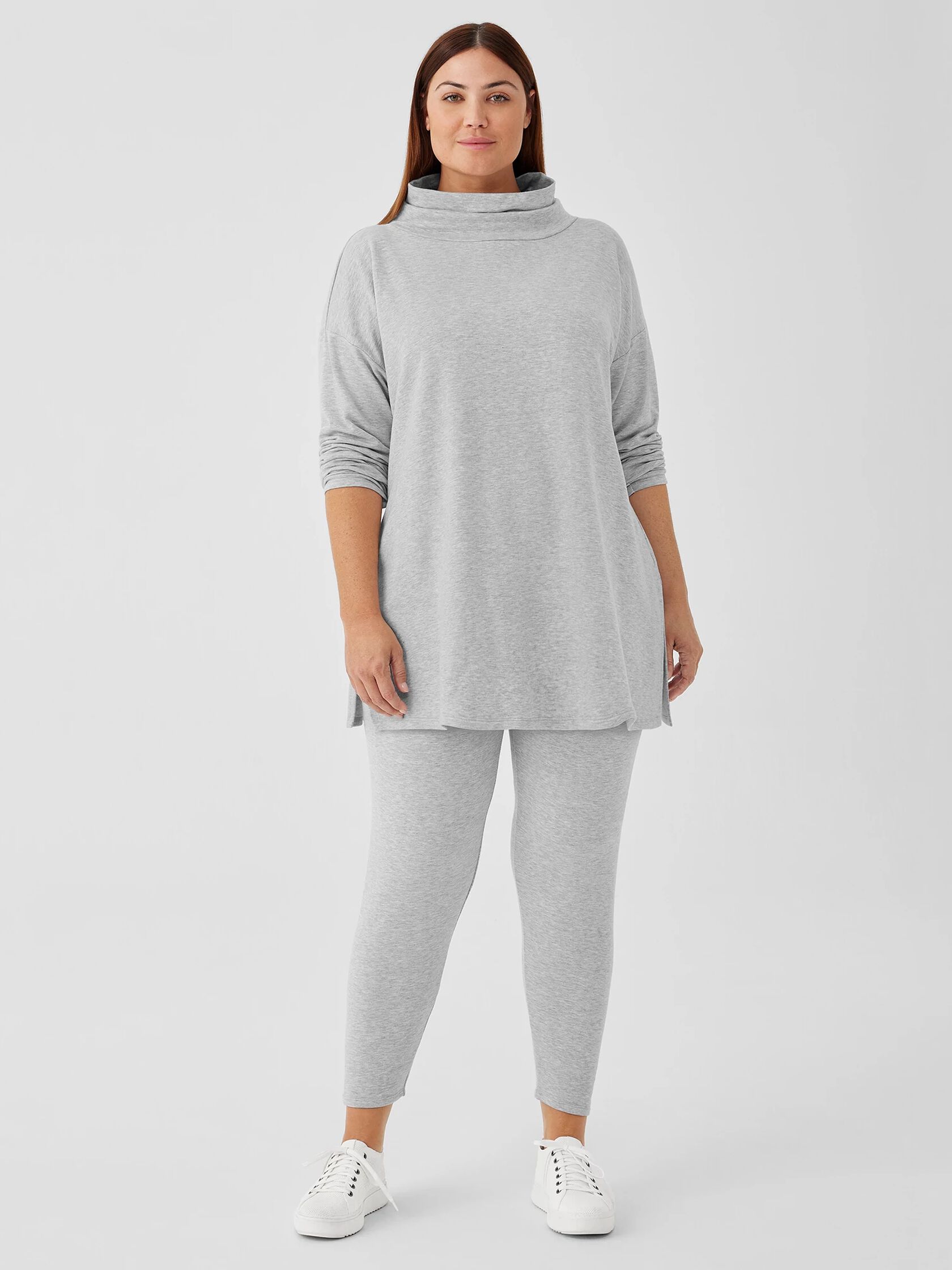 Cozy Brushed Terry Hug Funnel Neck Long Top