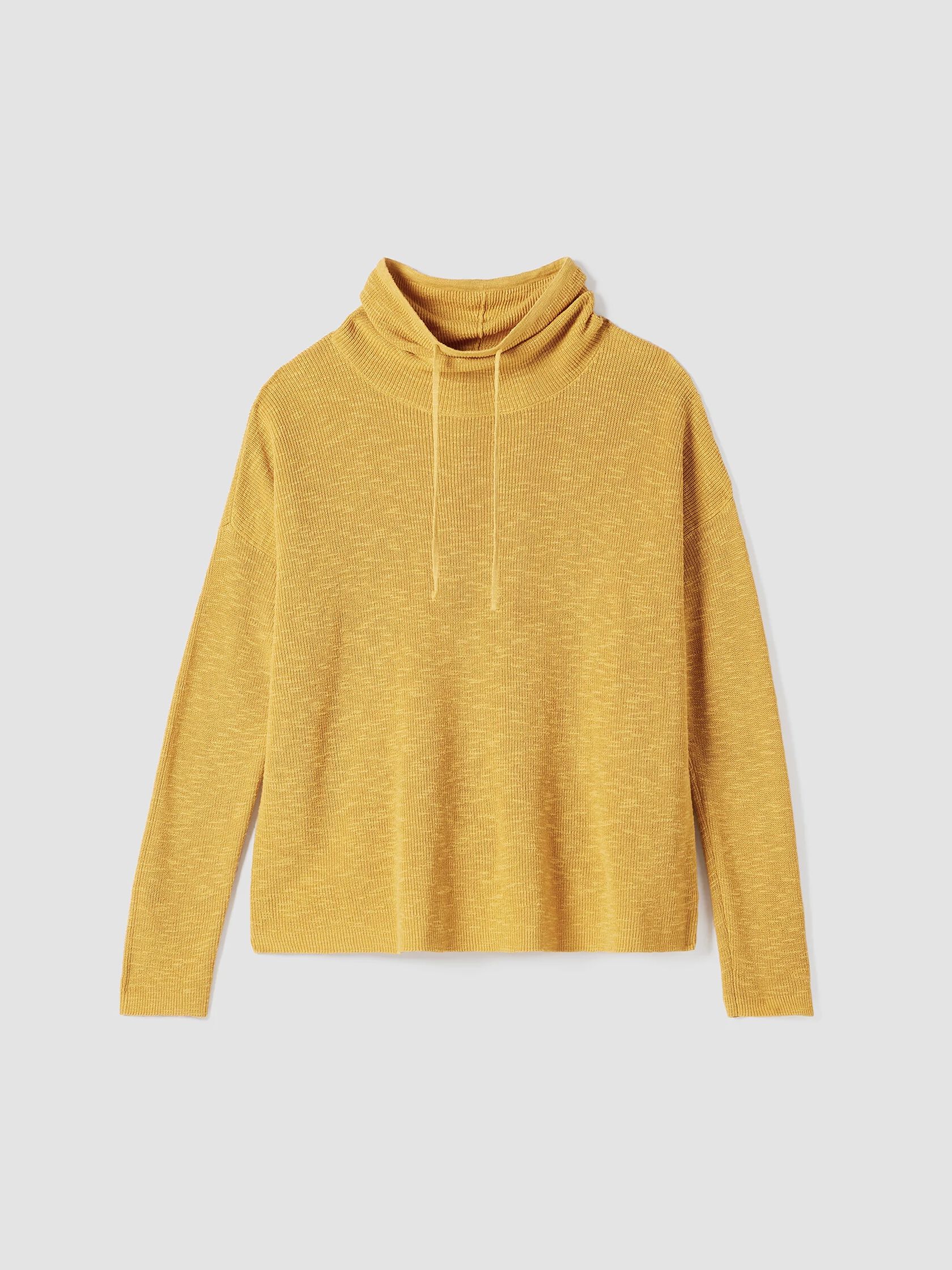Organic Linen Cotton Slub Funnel Neck Top