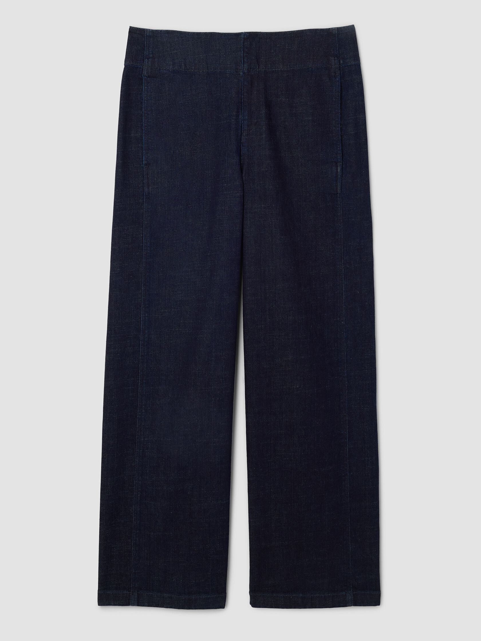 Cotton Stretch Denim Wide-Leg Trouser