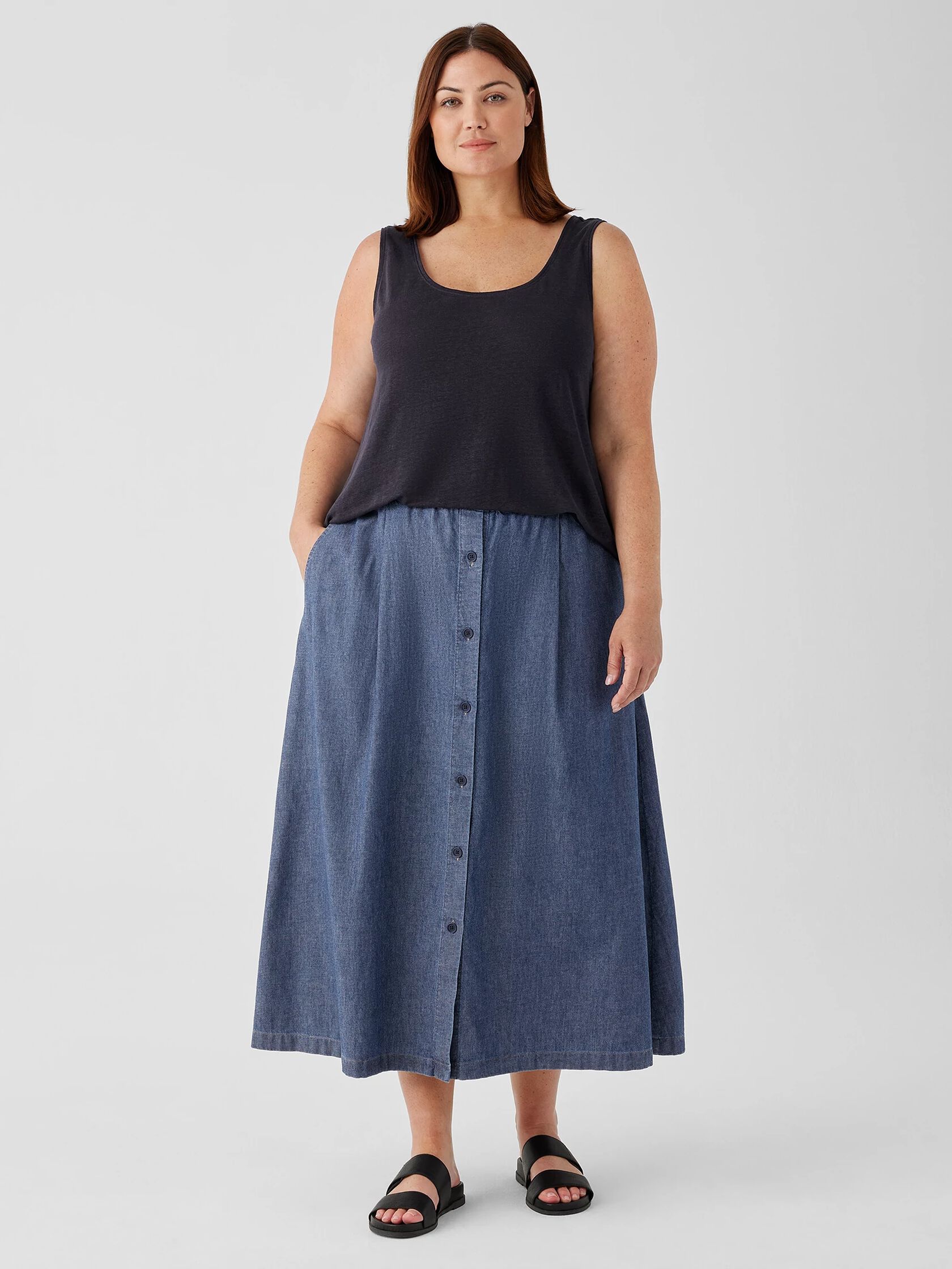 Airy Organic Cotton Twill A-Line Skirt