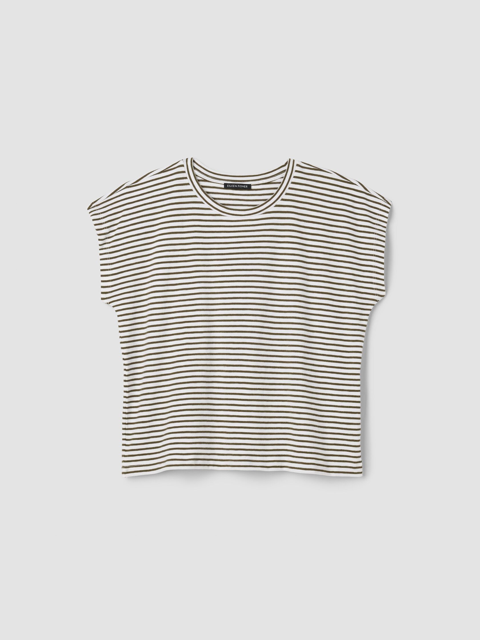 Striped Organic Cotton Slub Crew Neck Tee