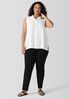 Silk Georgette Crepe Classic Collar Sleeveless Shirt