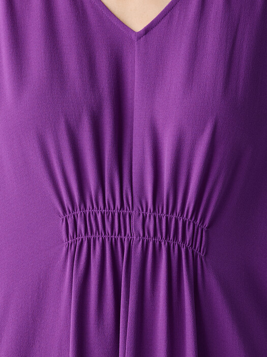 Silk Georgette Crepe V-Neck Dress