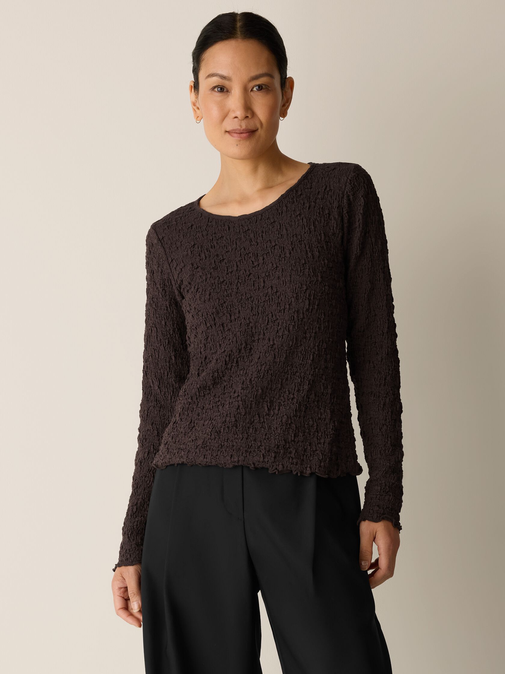 Bubble Jacquard Round Neck Top