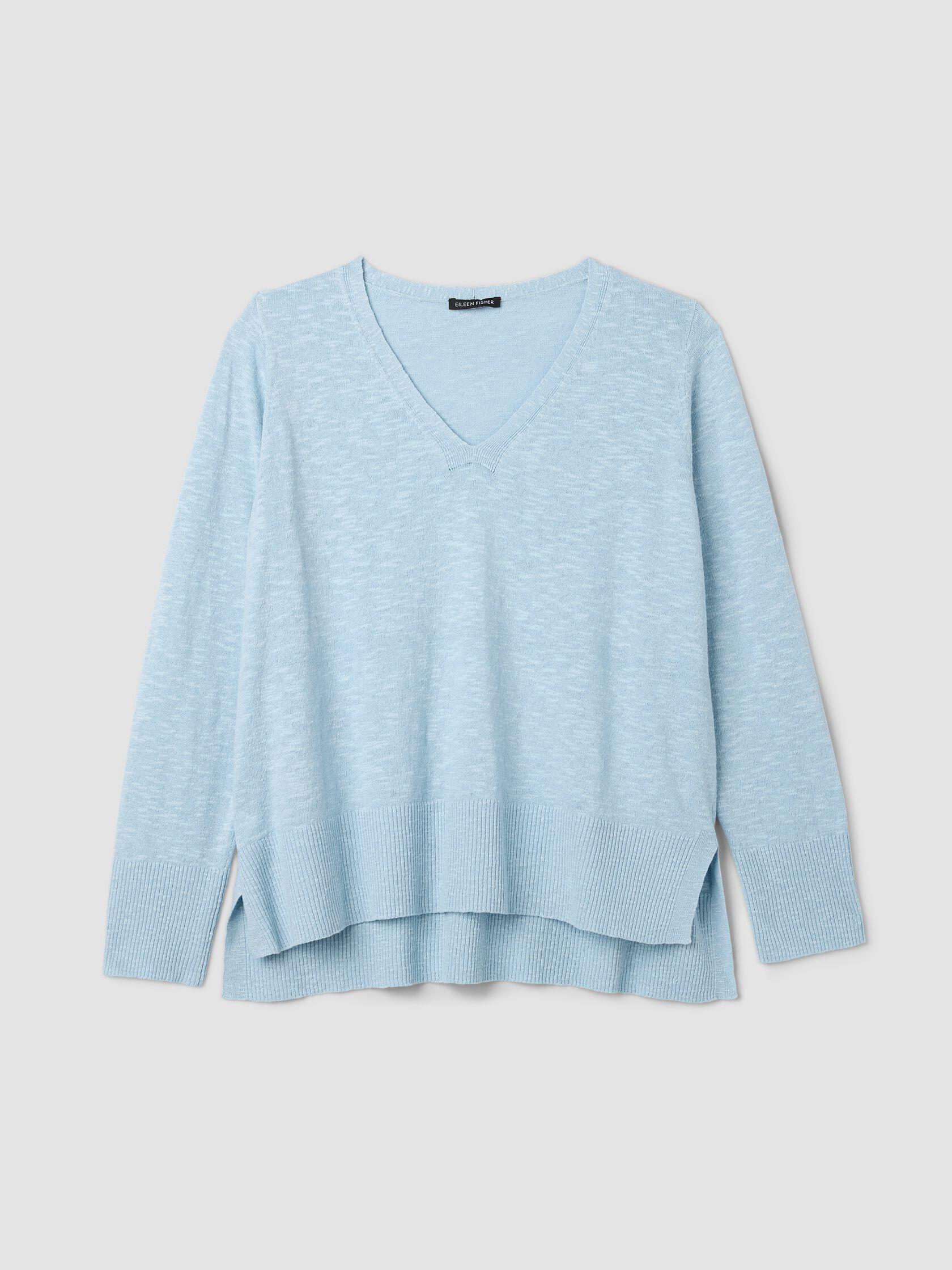 Organic Linen Cotton Slub V-Neck Top