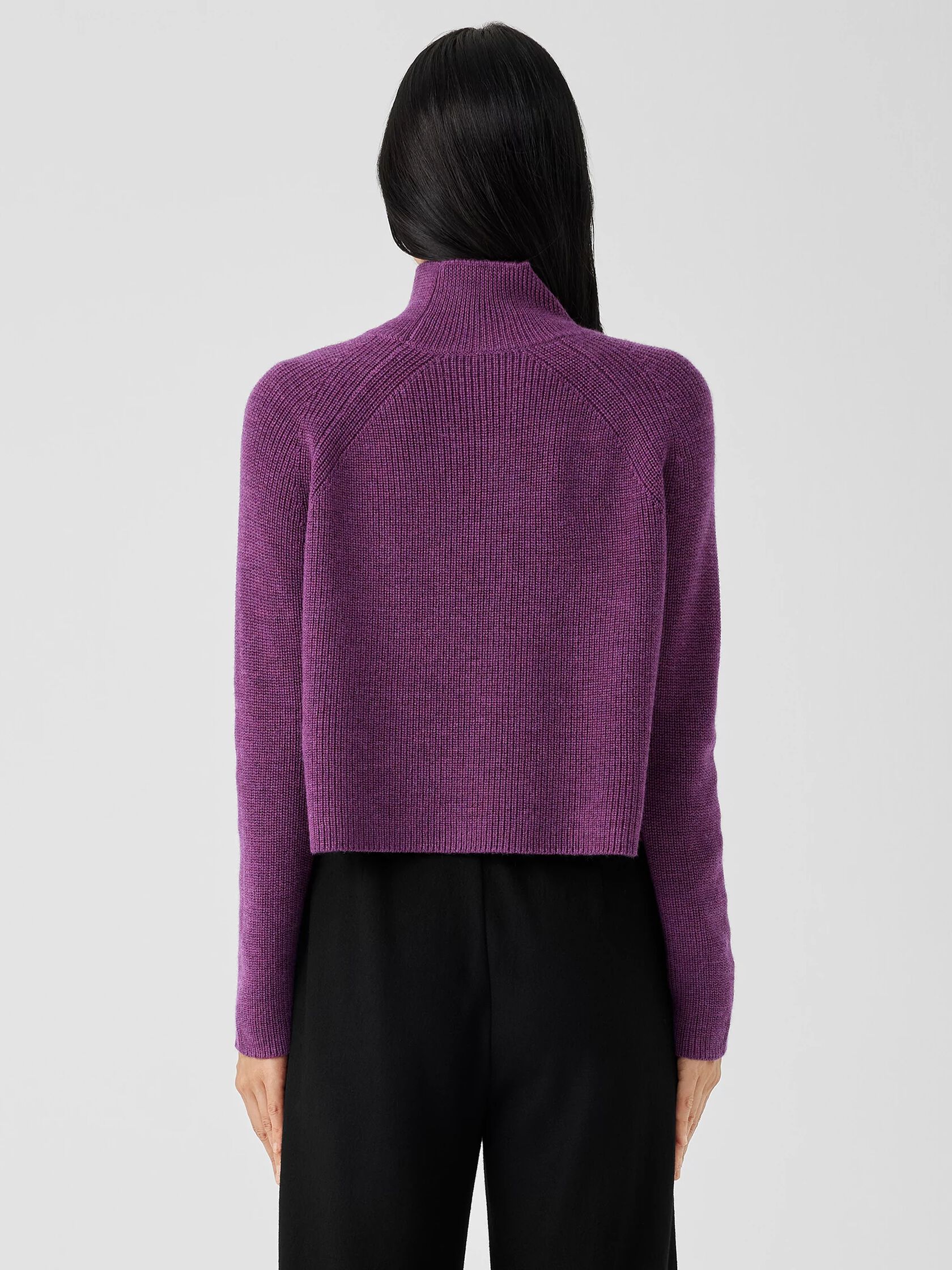 Merino Cropped Turtleneck Top in Regenerative Wool