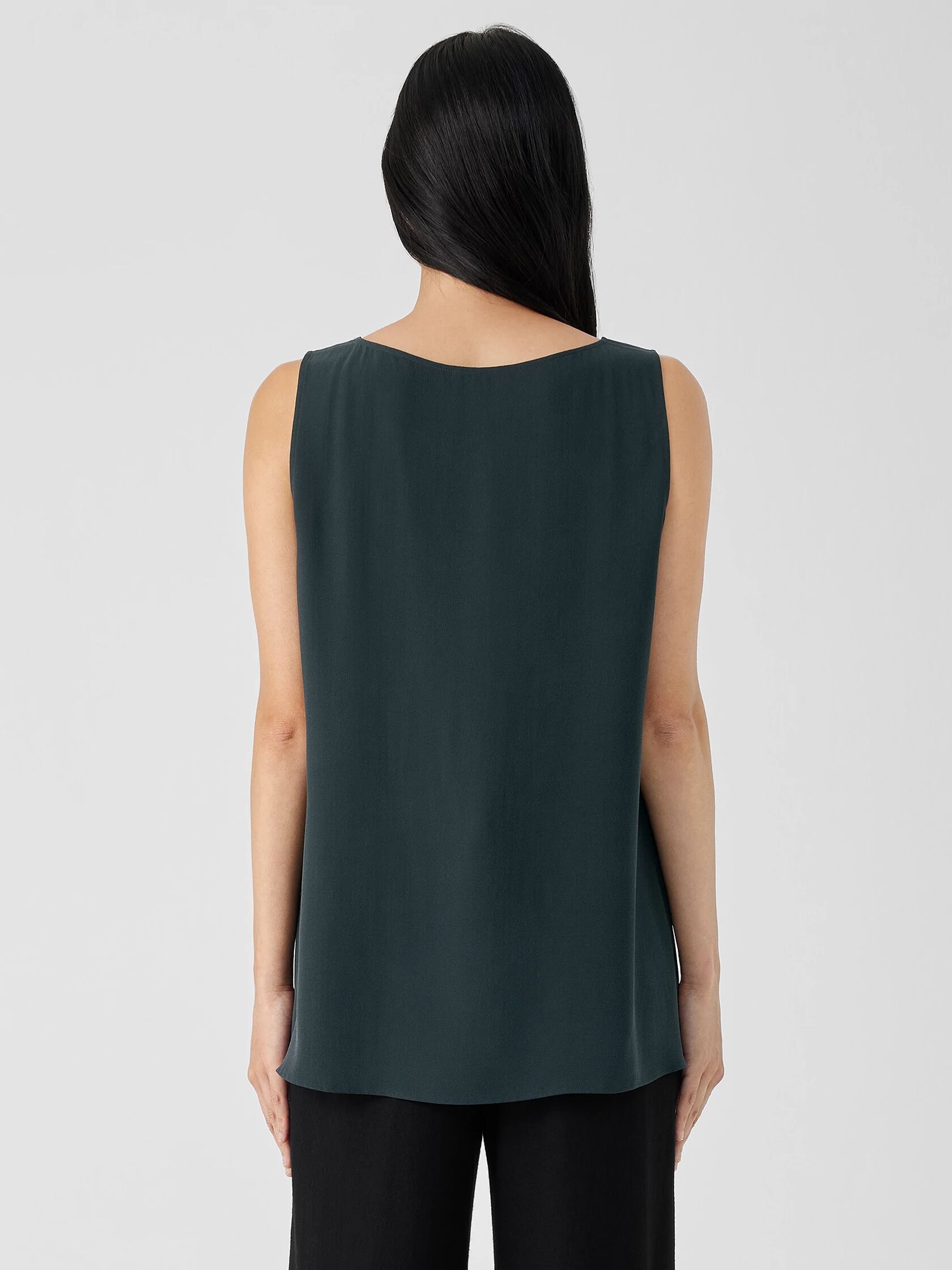 Silk Georgette Crepe Ballet Neck Tank