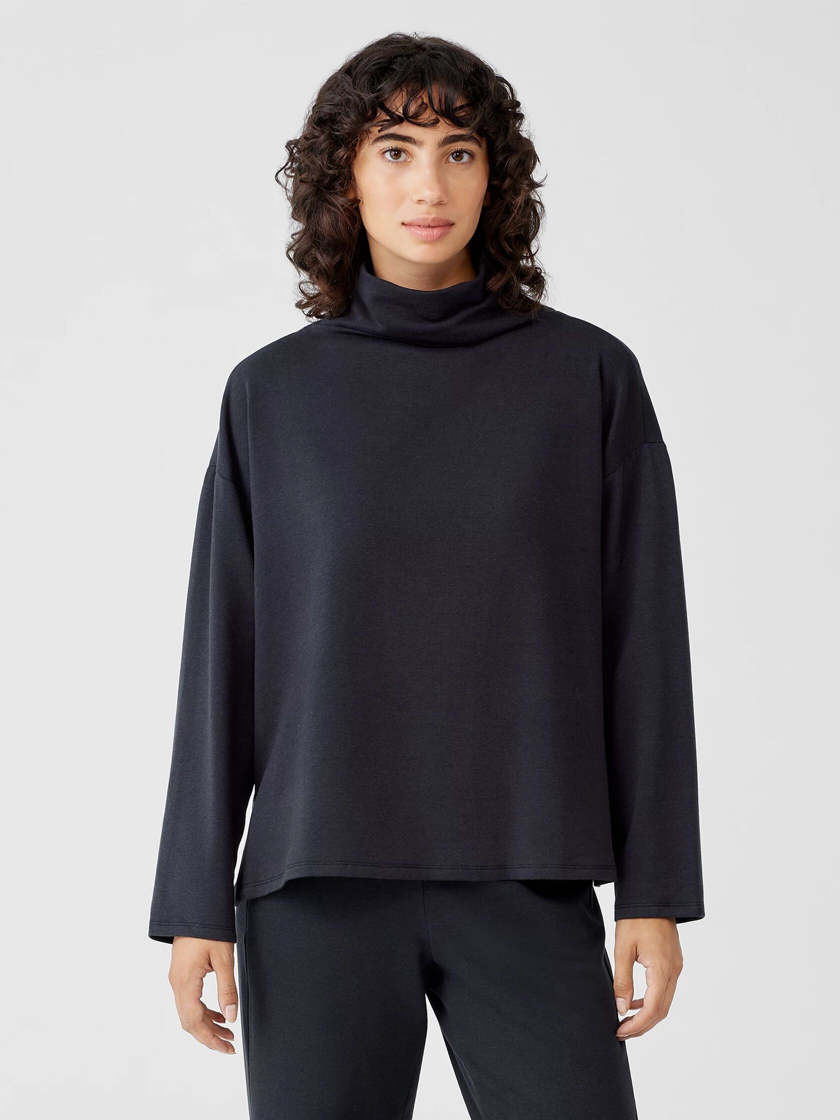 Cozy Brushed Terry Hug Funnel Neck Box-Top