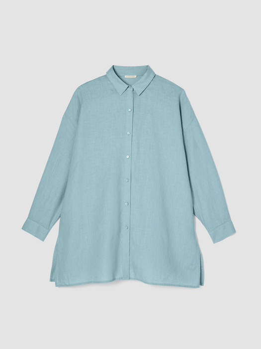 Organic Handkerchief Linen Classic Collar Long Shirt