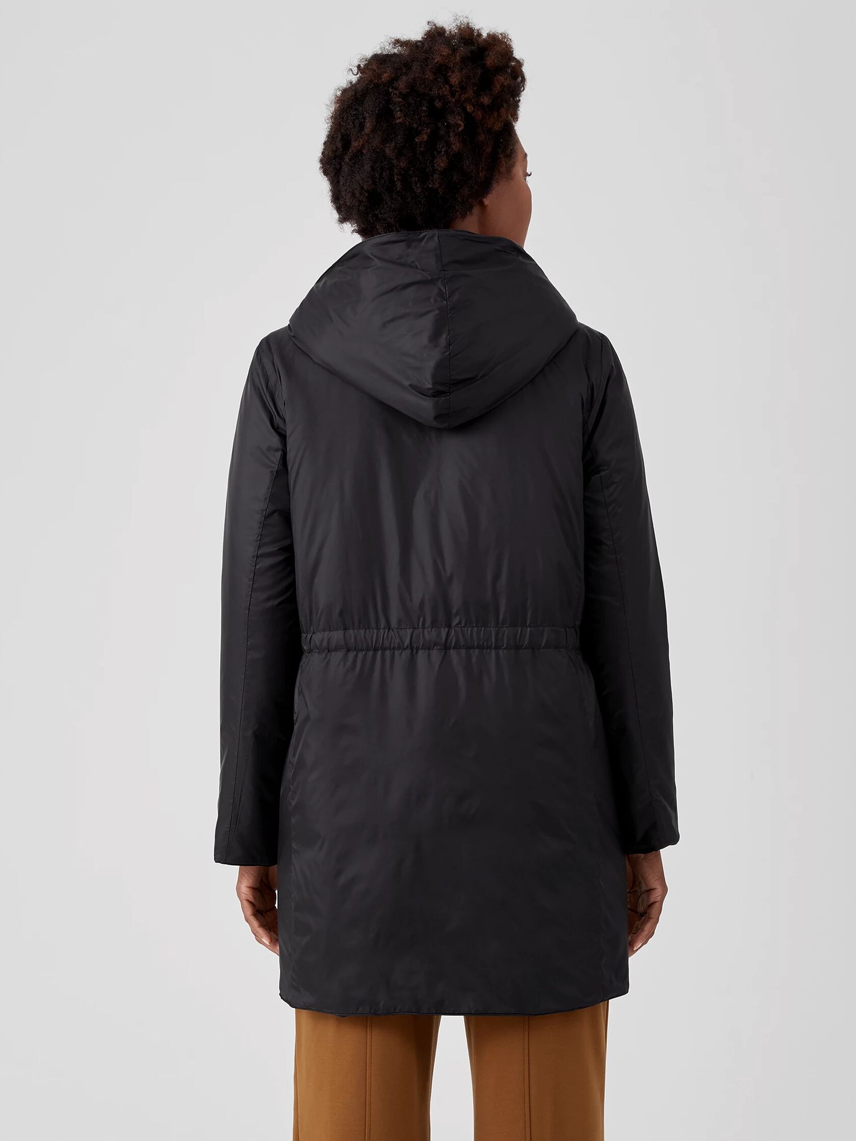 Eggshell Recycled Nylon Hooded Coat