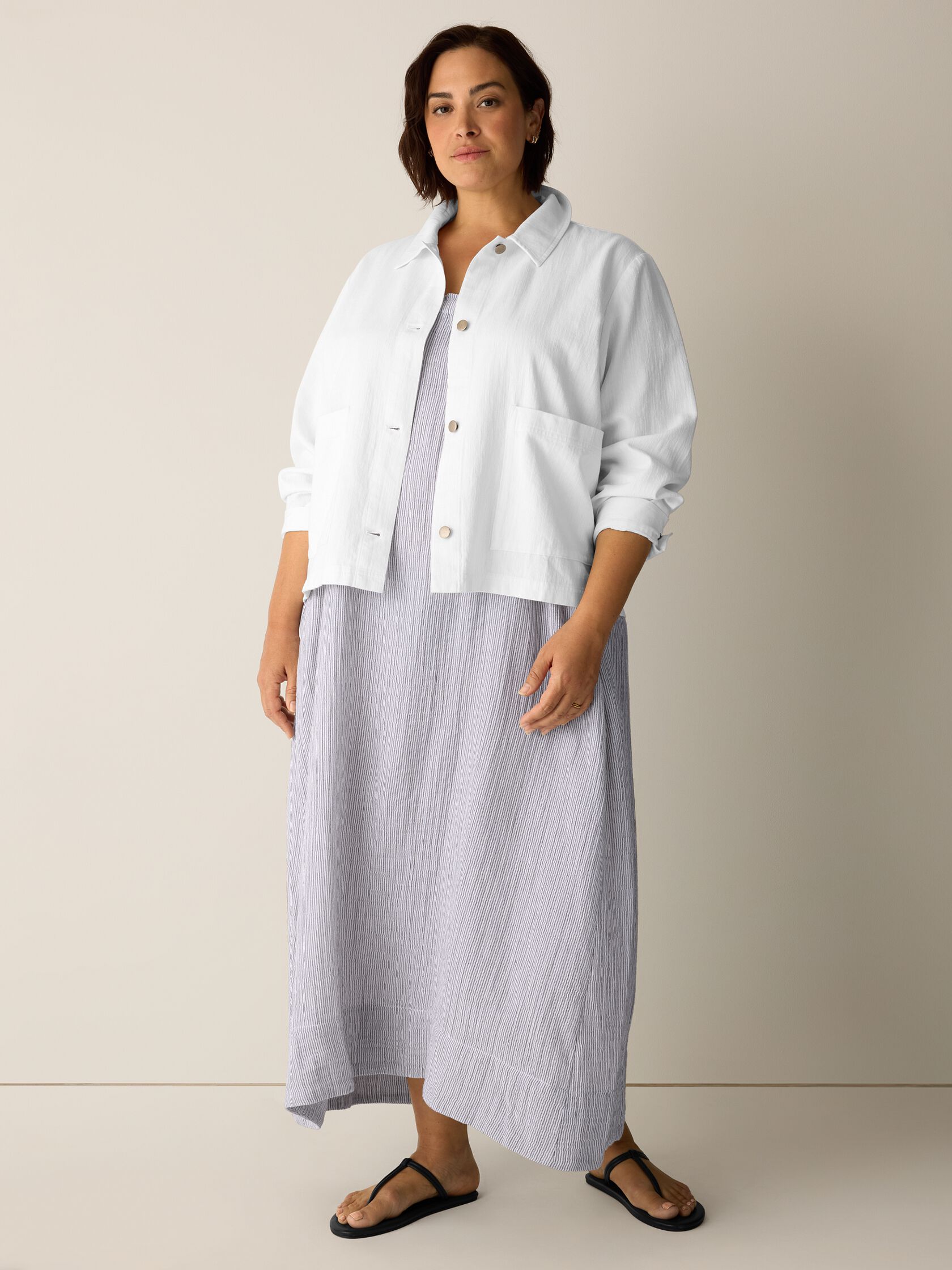 Slubby Organic Cotton Linen Classic Collar Jacket