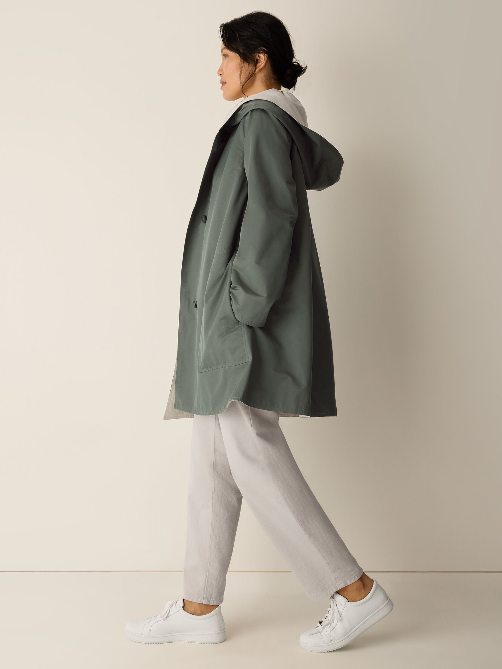 Cotton Nylon Reversible Hooded Coat