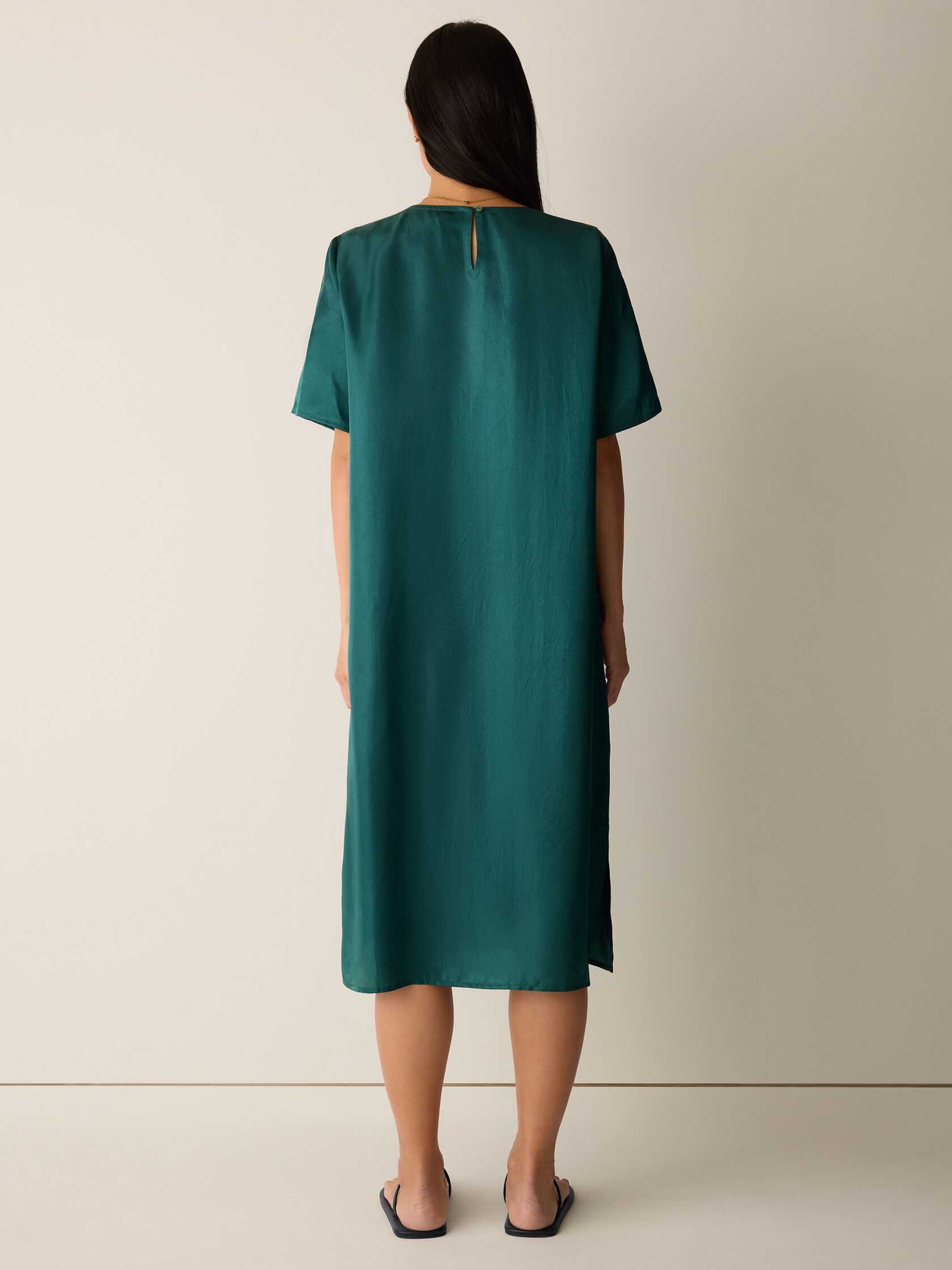 Lightweight Satin Shimmer Tee Dress