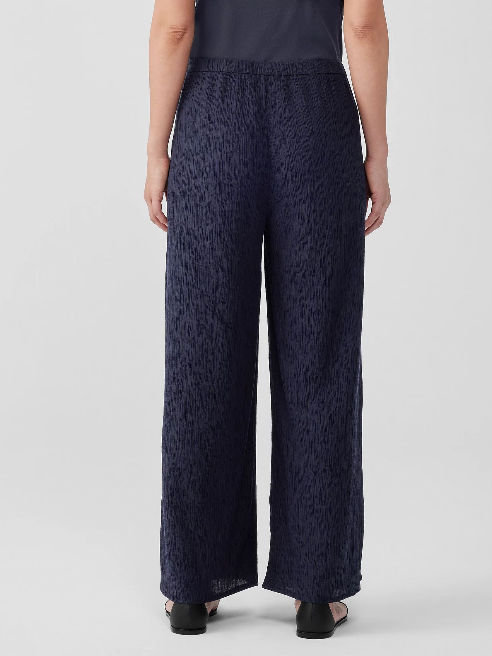 Woven Plissé Wide-Leg Pant