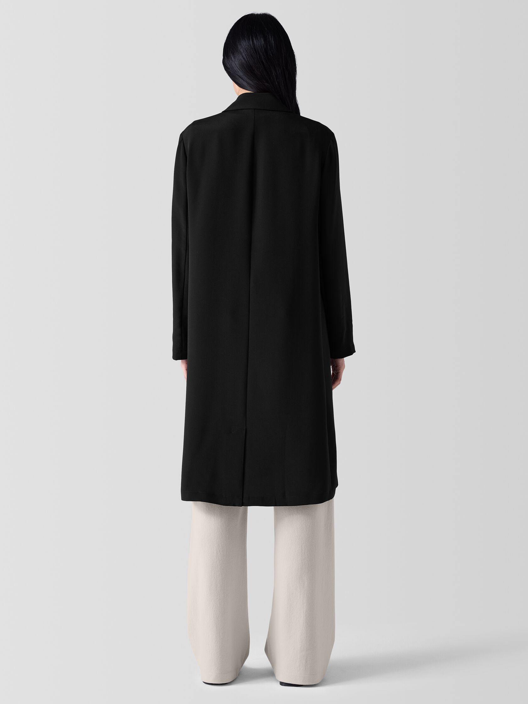 Silk Double Crepe Long Blazer