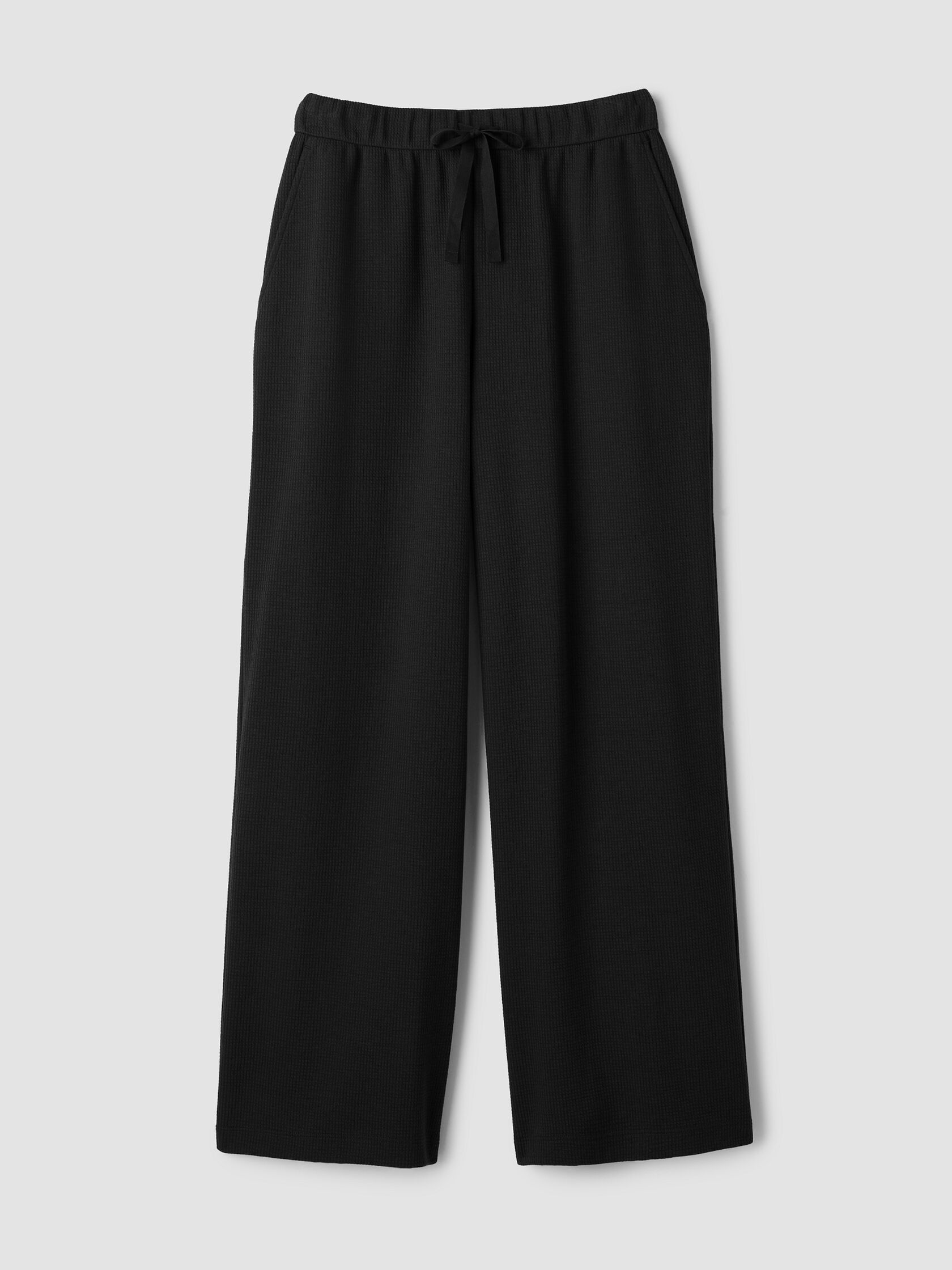 Waffle Cotton Blend Doubleknit Wide-Leg Pant