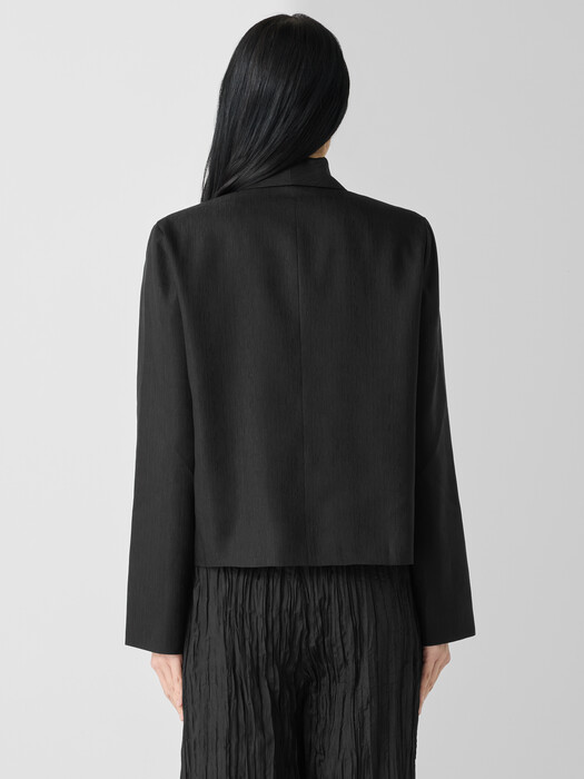 Textured Silk Weave Shawl Collar Jacket