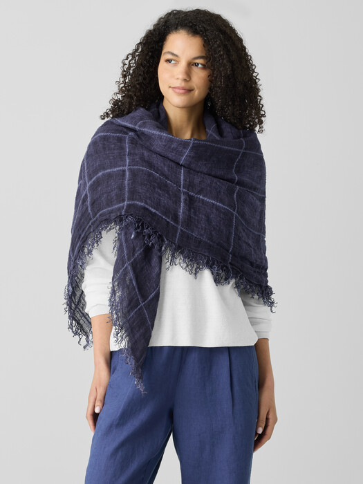 Maltinto Organic Linen Cotton Grid Scarf