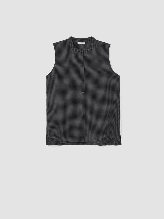 Puckered Organic Linen Sleeveless Shirt