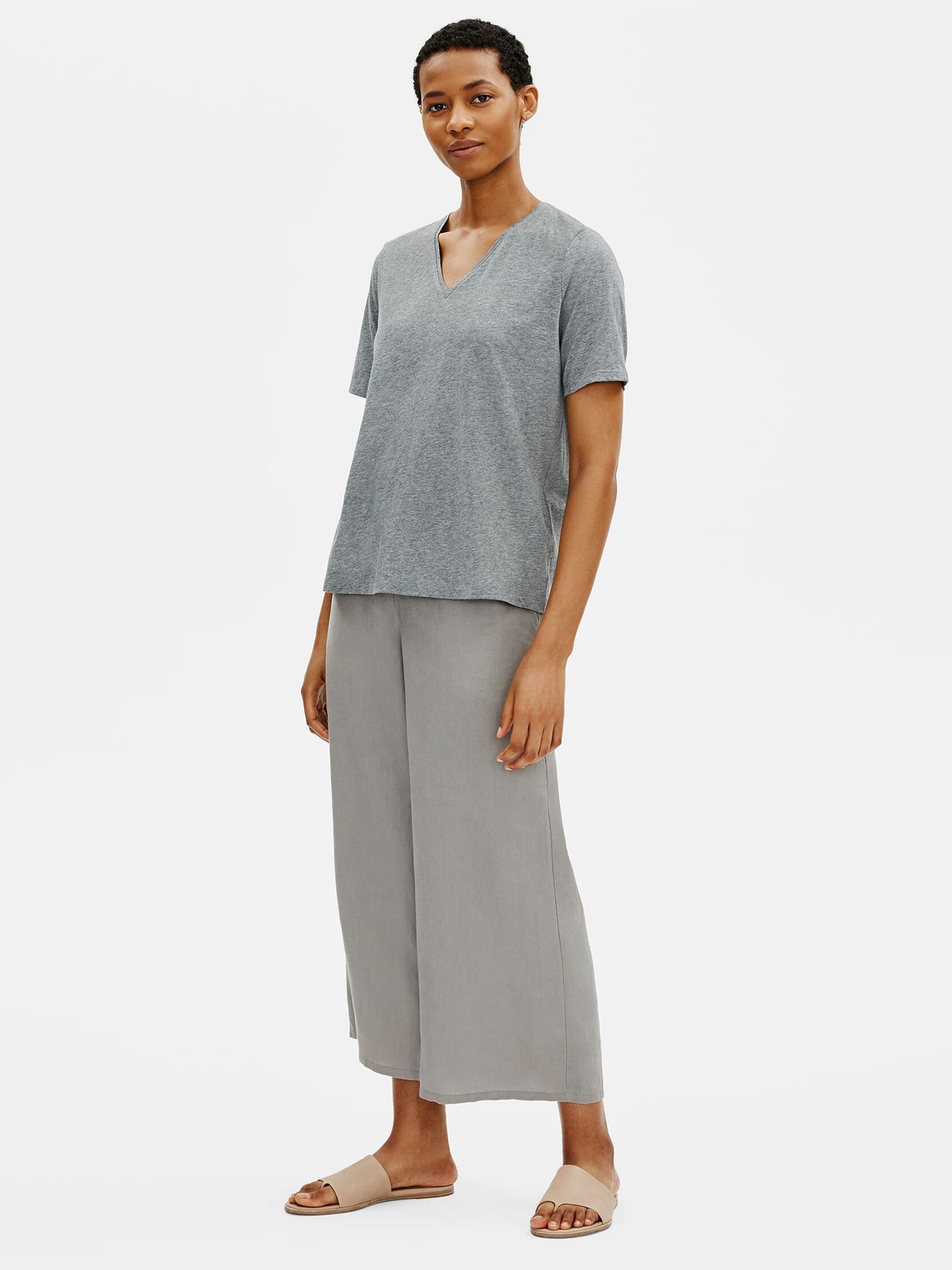 Organic Cotton Melange V-Neck Tee
