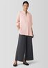 Silk Georgette Crepe Band Collar Shirt
