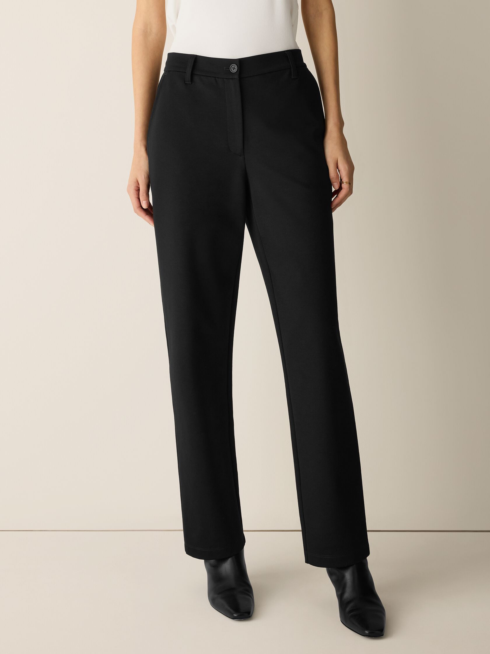 Washable Flex Ponte Straight Trouser Pant