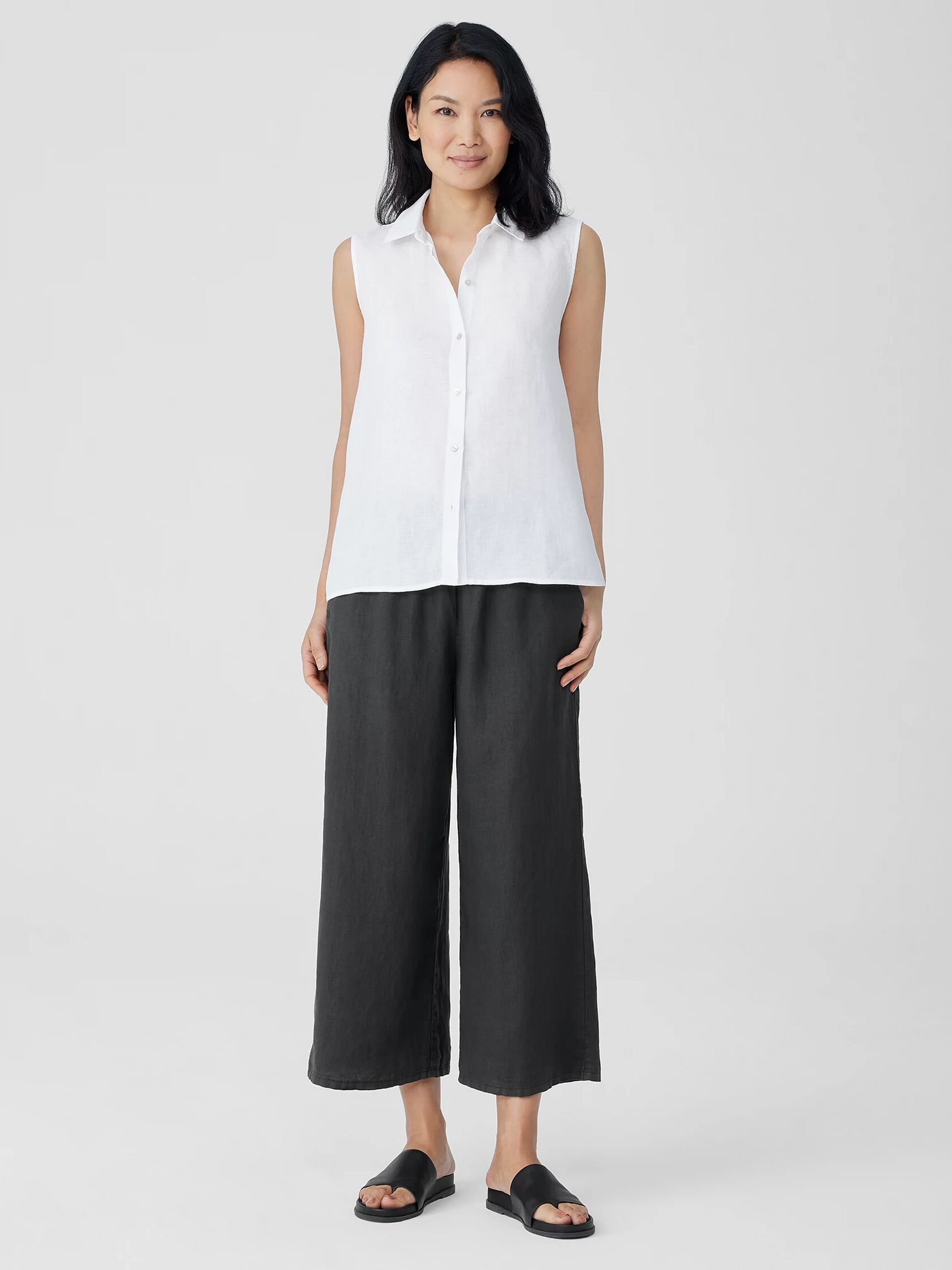 Garment-Dyed Organic Linen Wide-Leg Pant