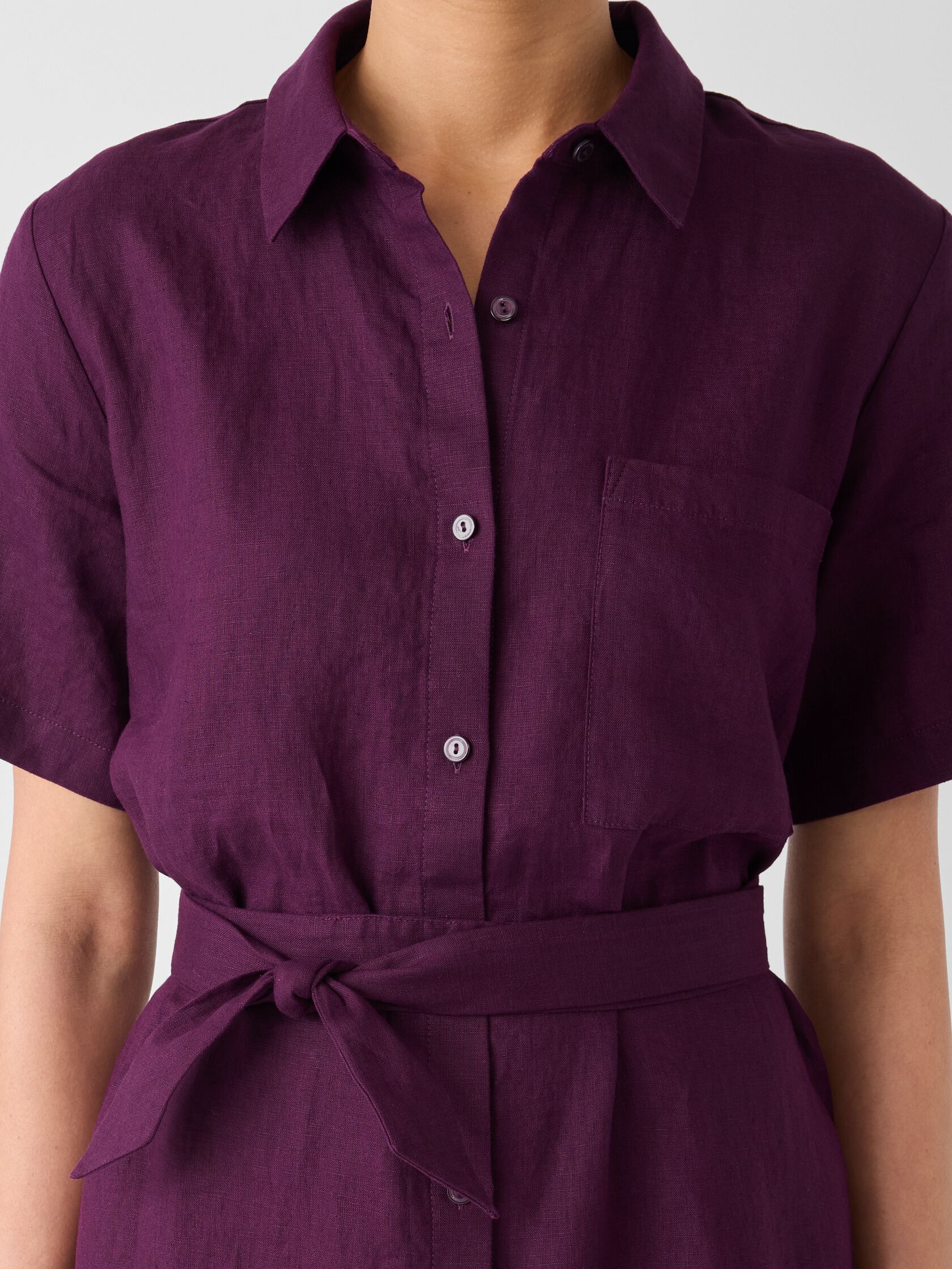 Organic Linen Classic Collar Shirtdress