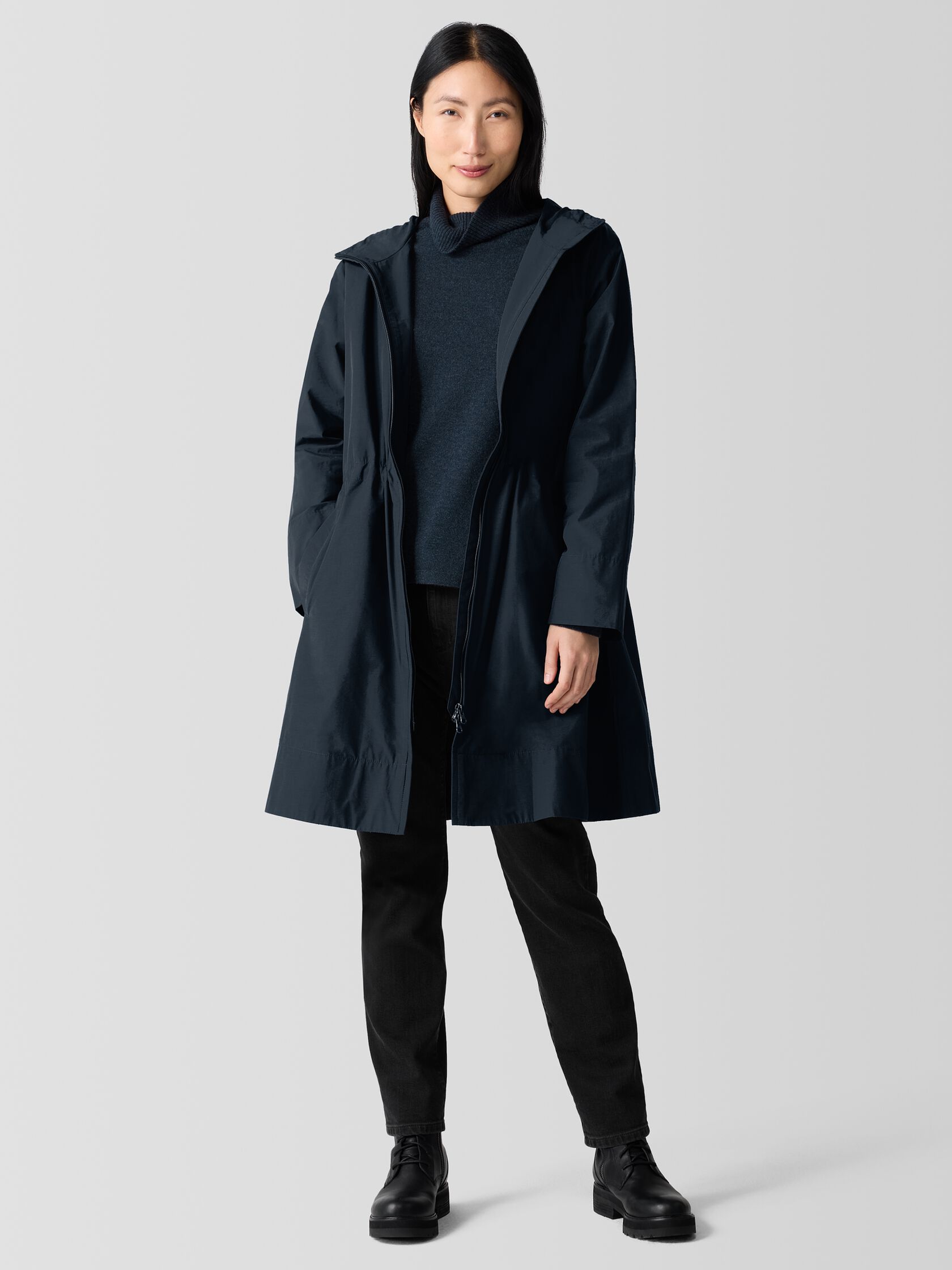 Light Cotton Nylon Hooded Coat
