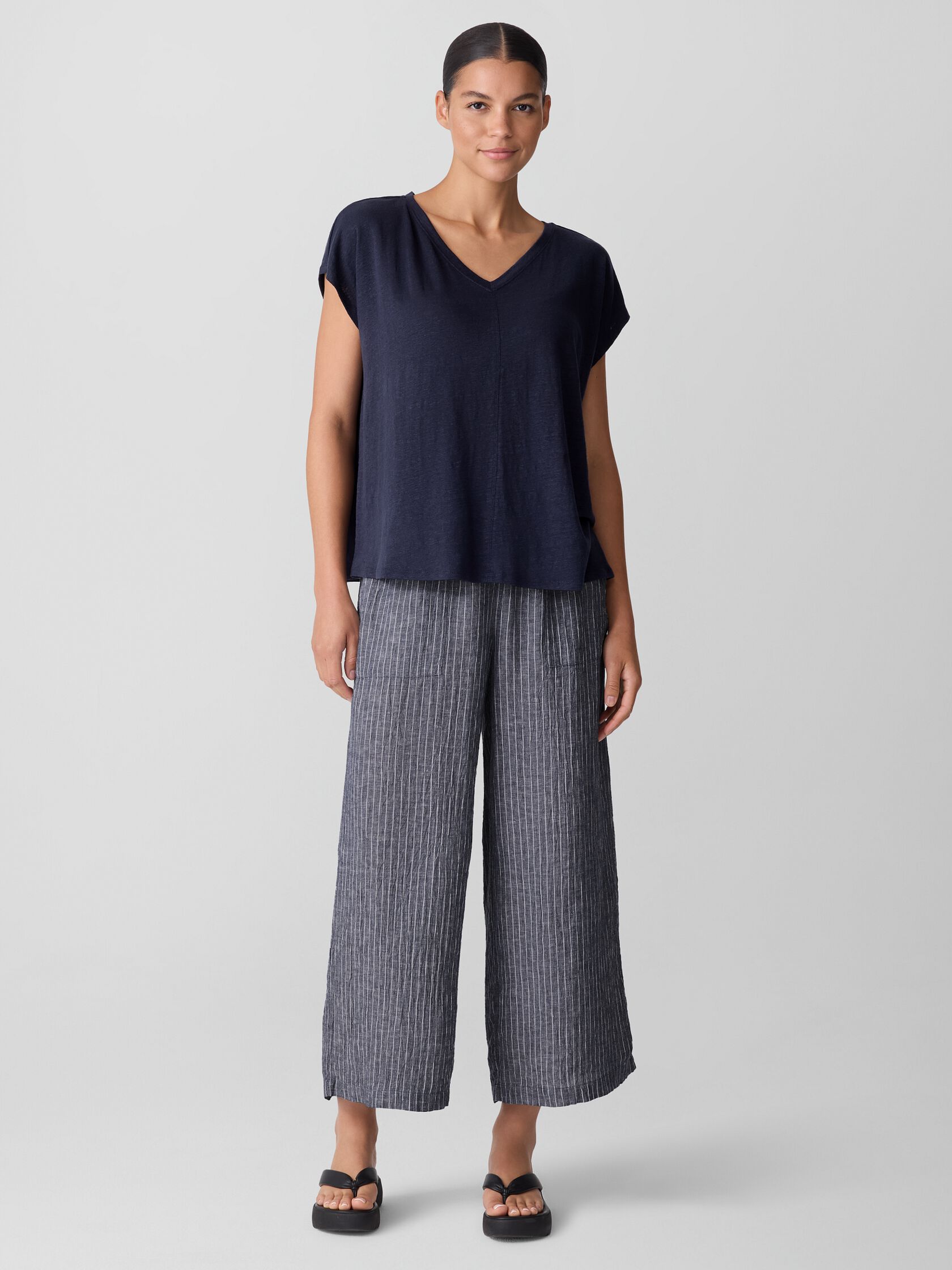 Organic Linen Jersey V-Neck Tee