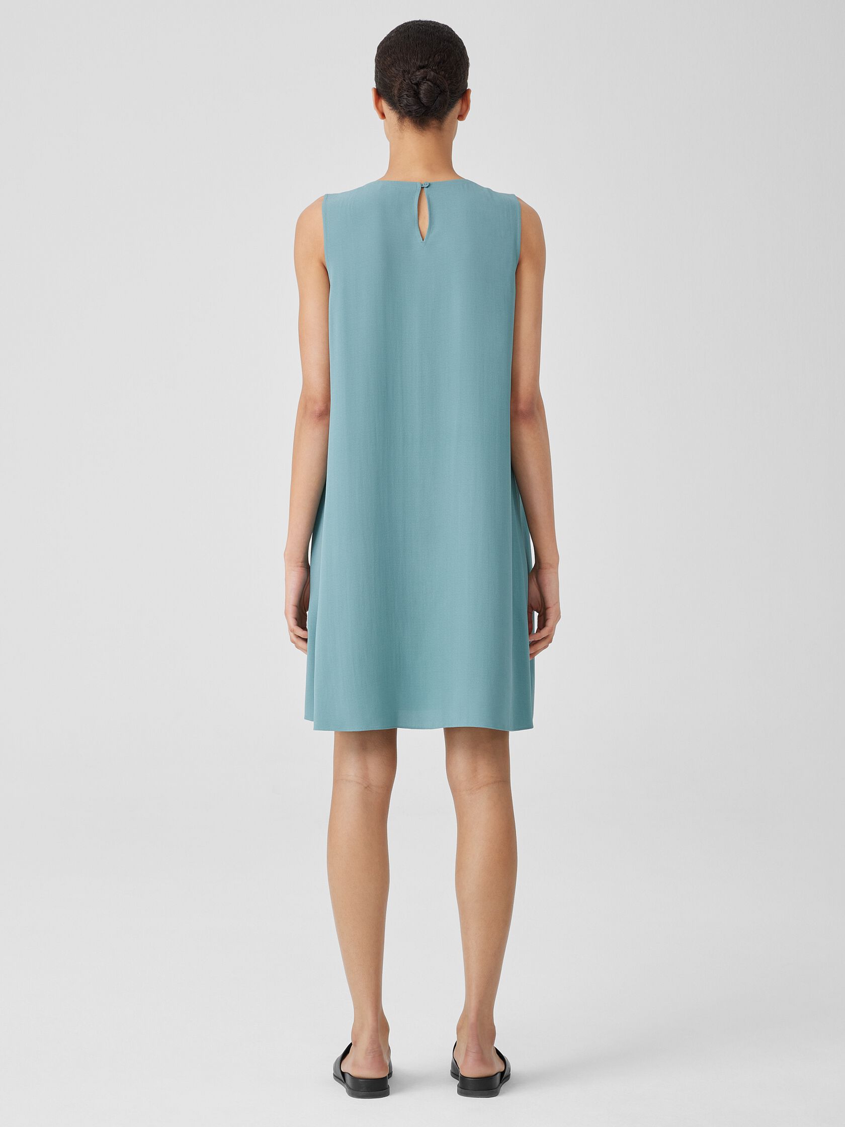 Silk Georgette Crepe Round Neck Dress