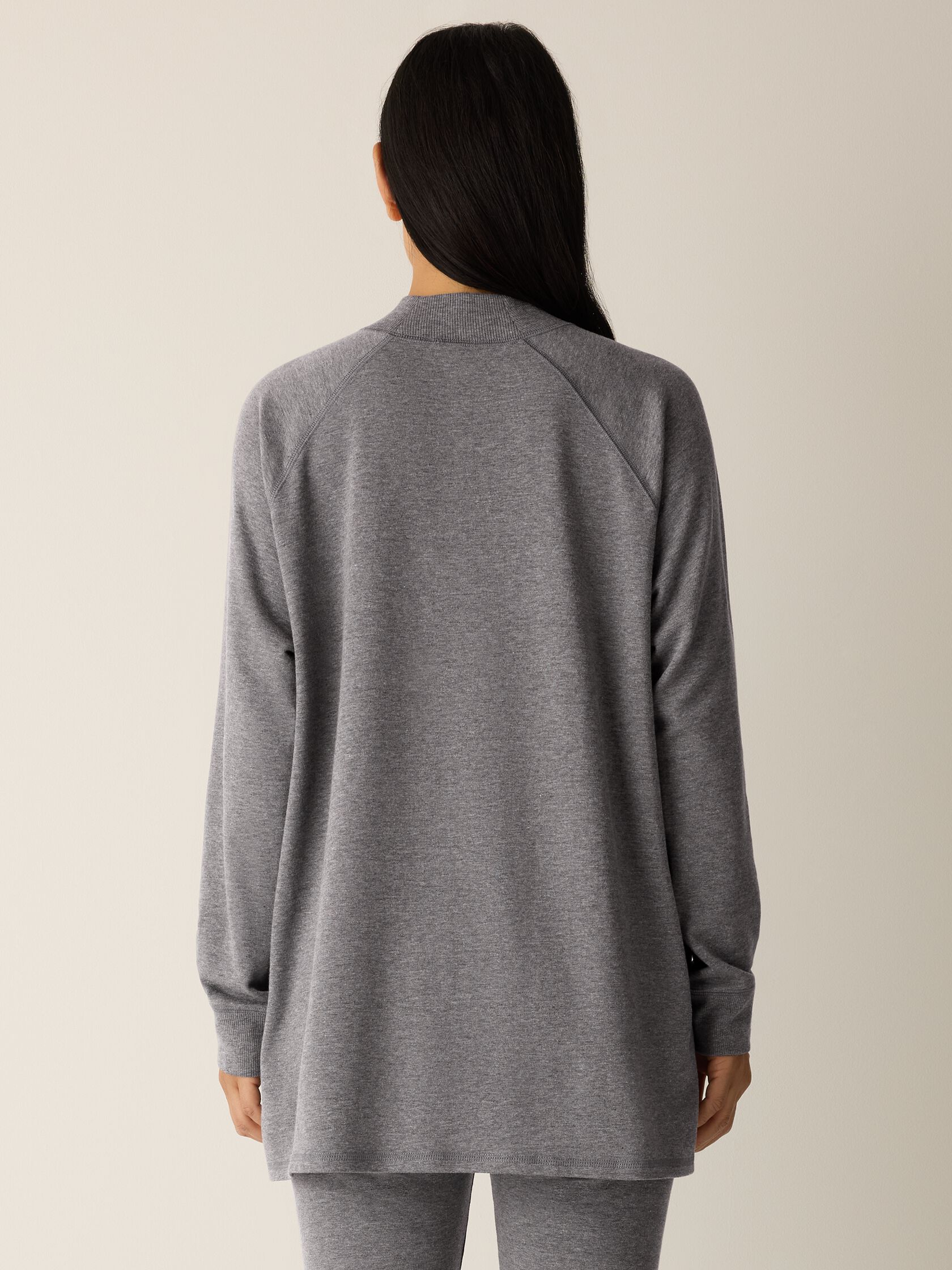 Cozy Brushed Terry Mock Neck Long Top