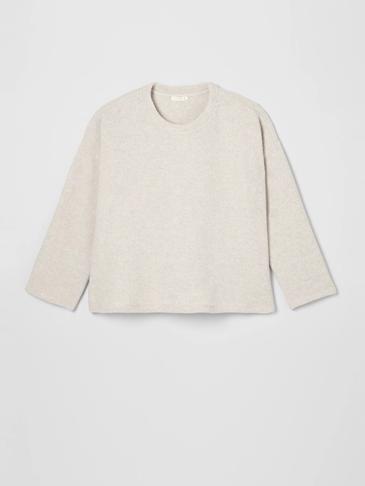 Boucle Wool Knit Crew Neck Box-Top