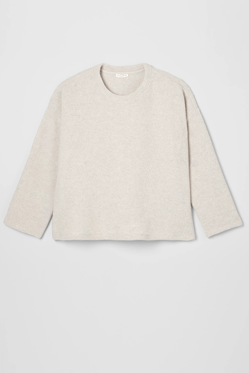 Boucle Wool Knit Crew Neck Box-Top