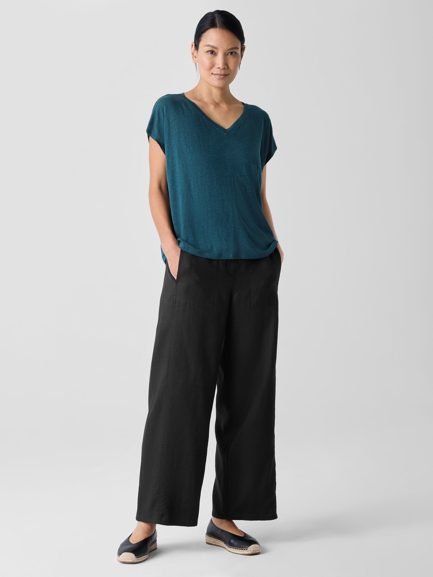 Organic Linen Jersey V-Neck Tee