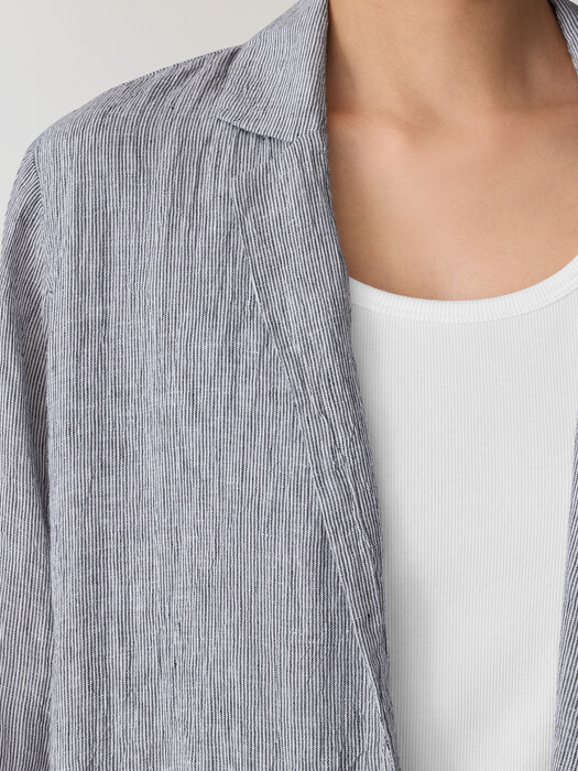 Puckered Organic Linen Stripe Blazer