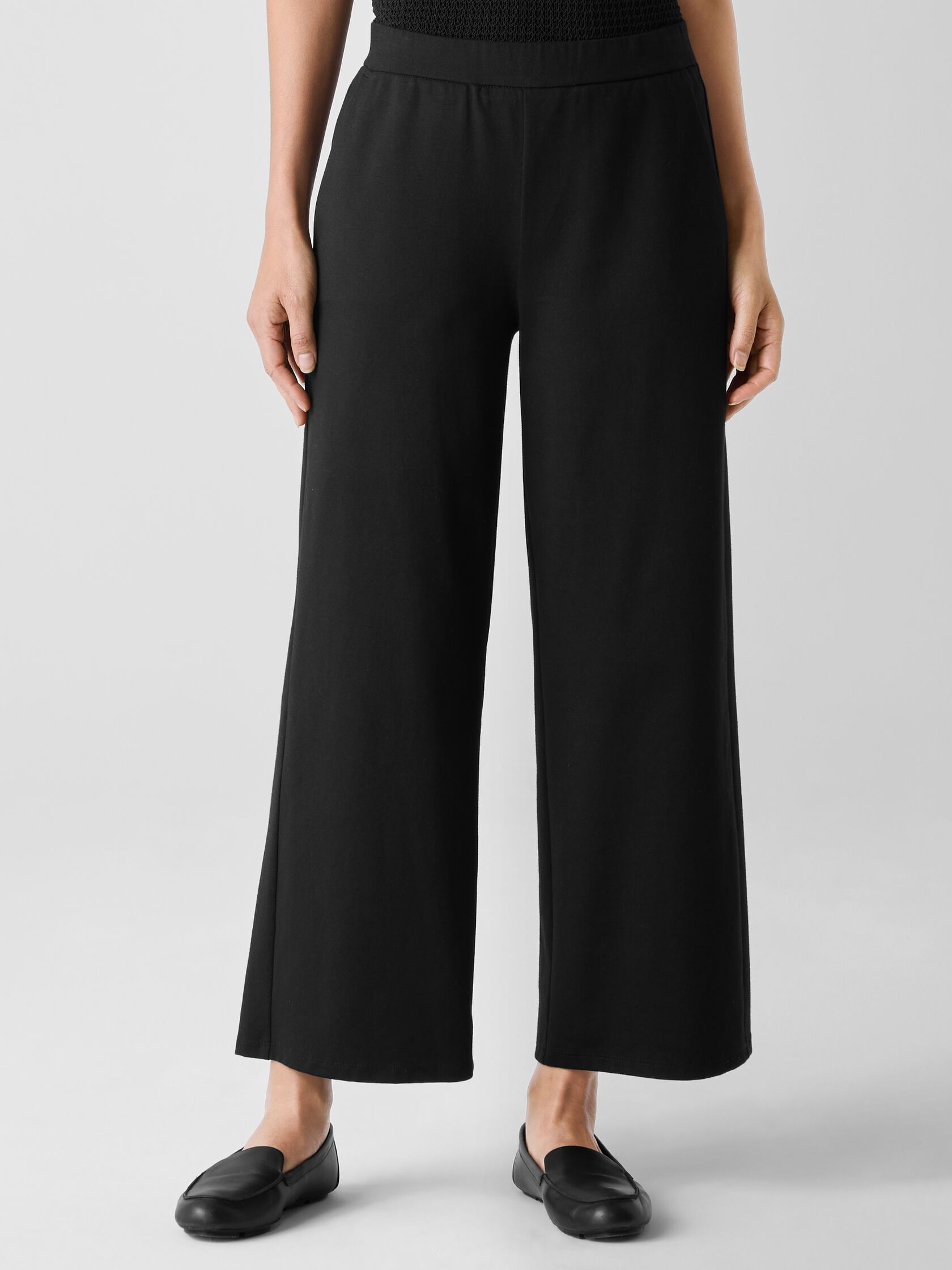 Cotton Blend Ponte Wide-Leg Pant