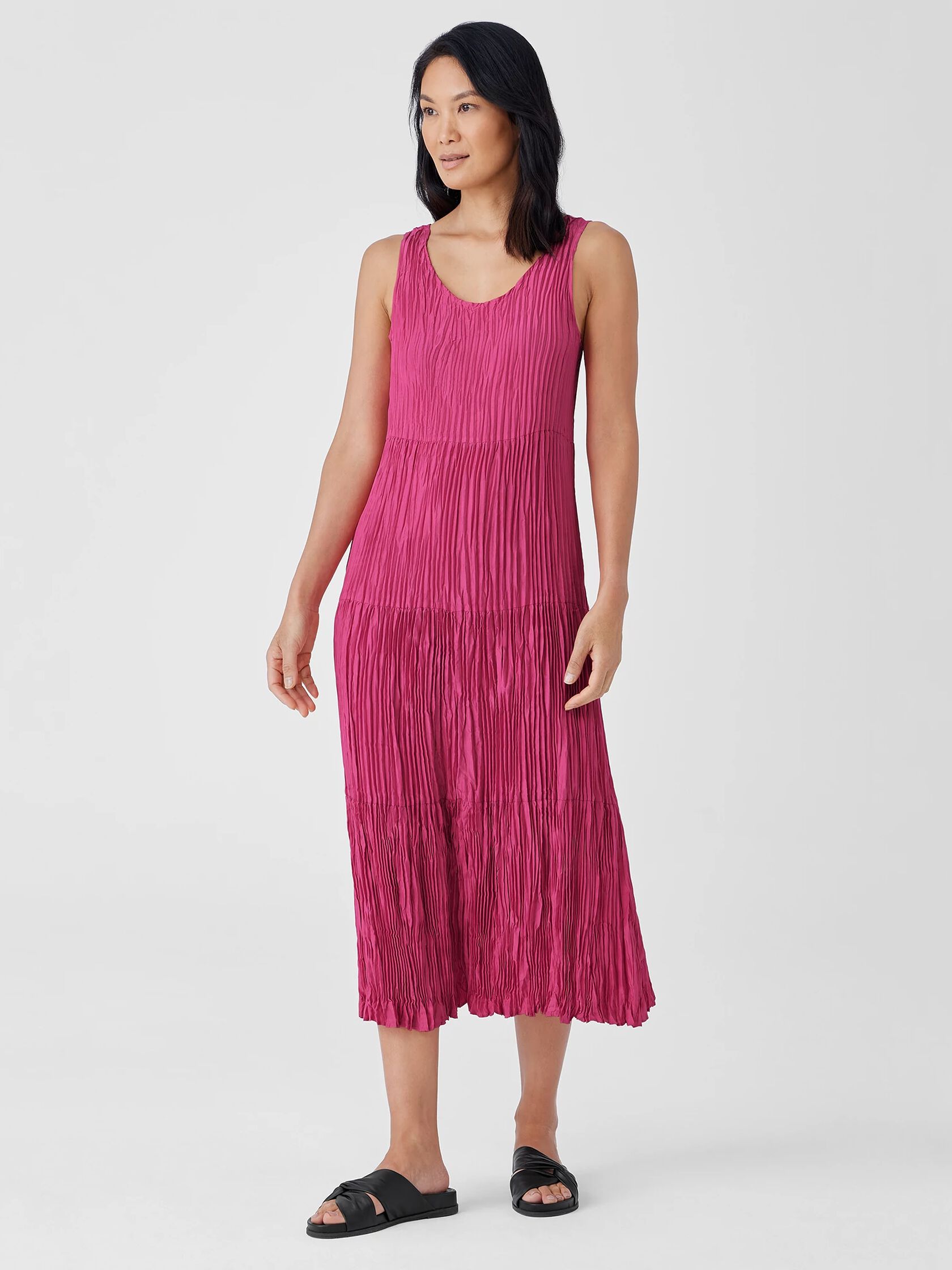Crushed Silk Tiered Dress