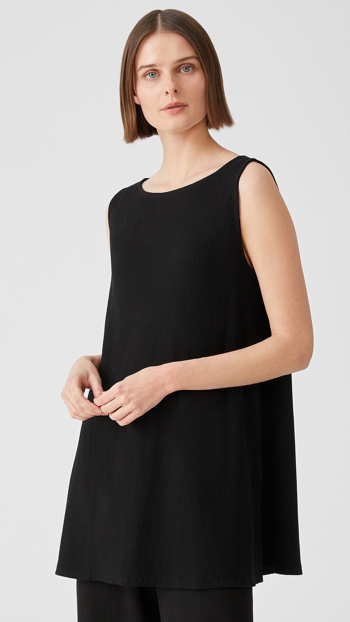 Ribbed Organic Cotton Blend Long Top