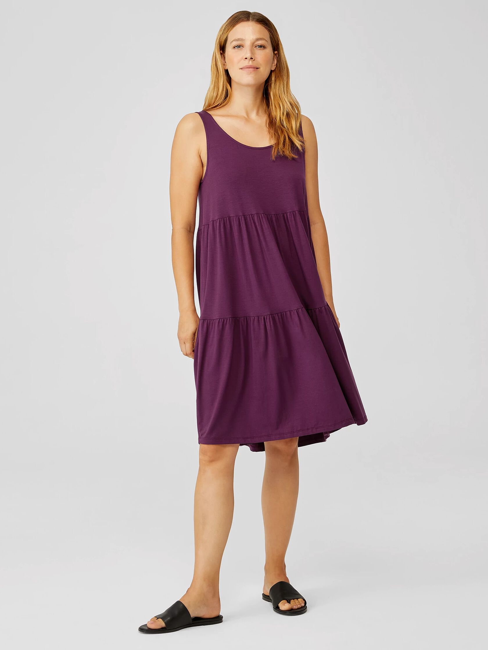 Fine Jersey Tiered Dress EILEEN FISHER