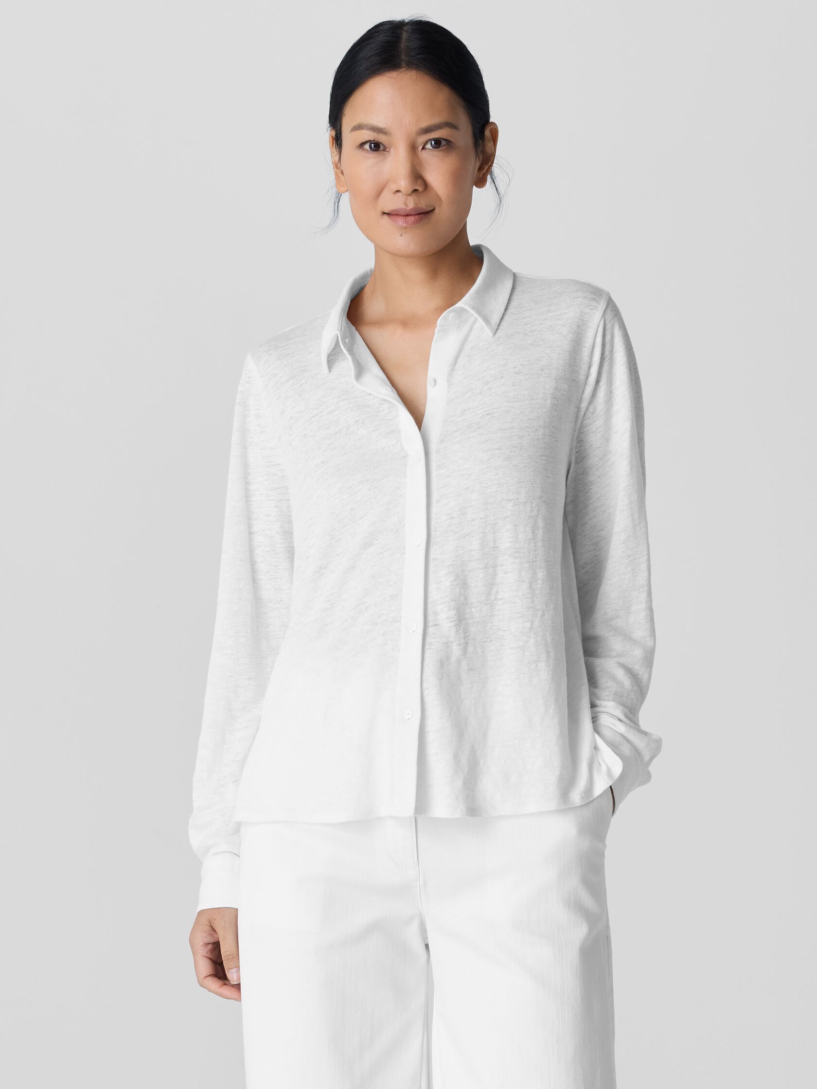 Organic Linen Jersey Classic Collar Shirt
