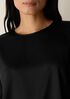 Stretch Silk Charmeuse Round Neck Top